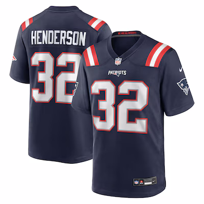 TreVeyon Henderson New England Patriots Nike 2025 NFL Draft Game Jersey - Navy