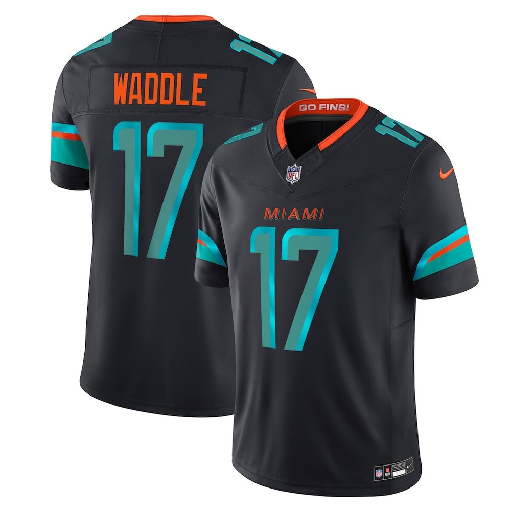 Youth Miami Dolphins #17 Jaylen Waddle Black Rivalries Collection F.U.S.E. Vapor Limited Stitched Jersey