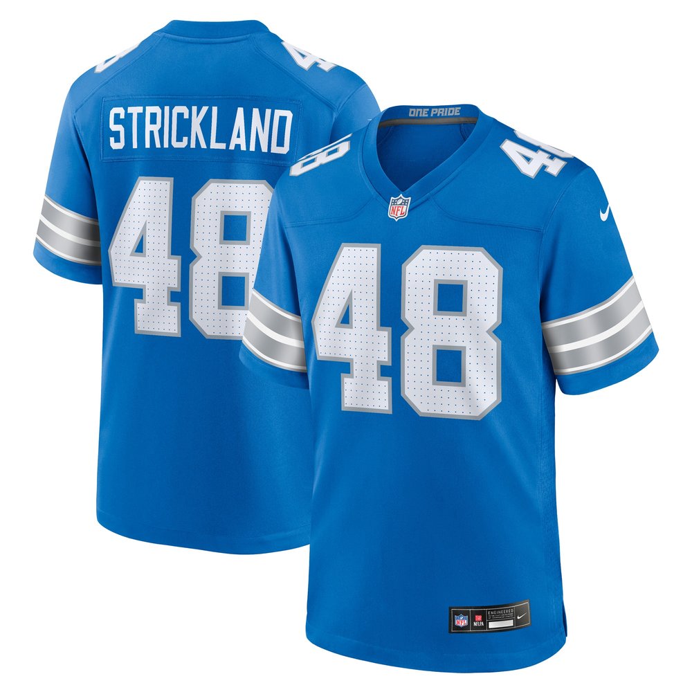 Men's Detroit Lions Loren Strickland   Blue Game Jersey