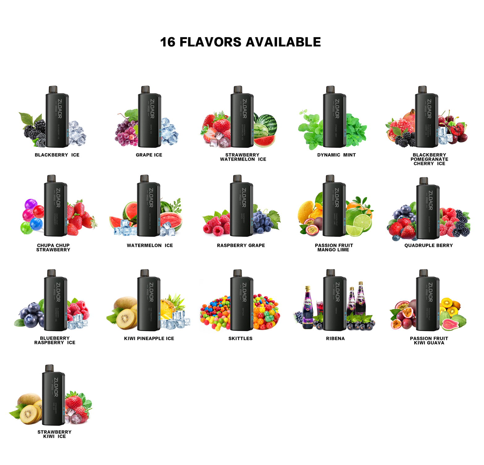 New ZLOADR V9000 Puffs Disposable Vape 16 Flavors