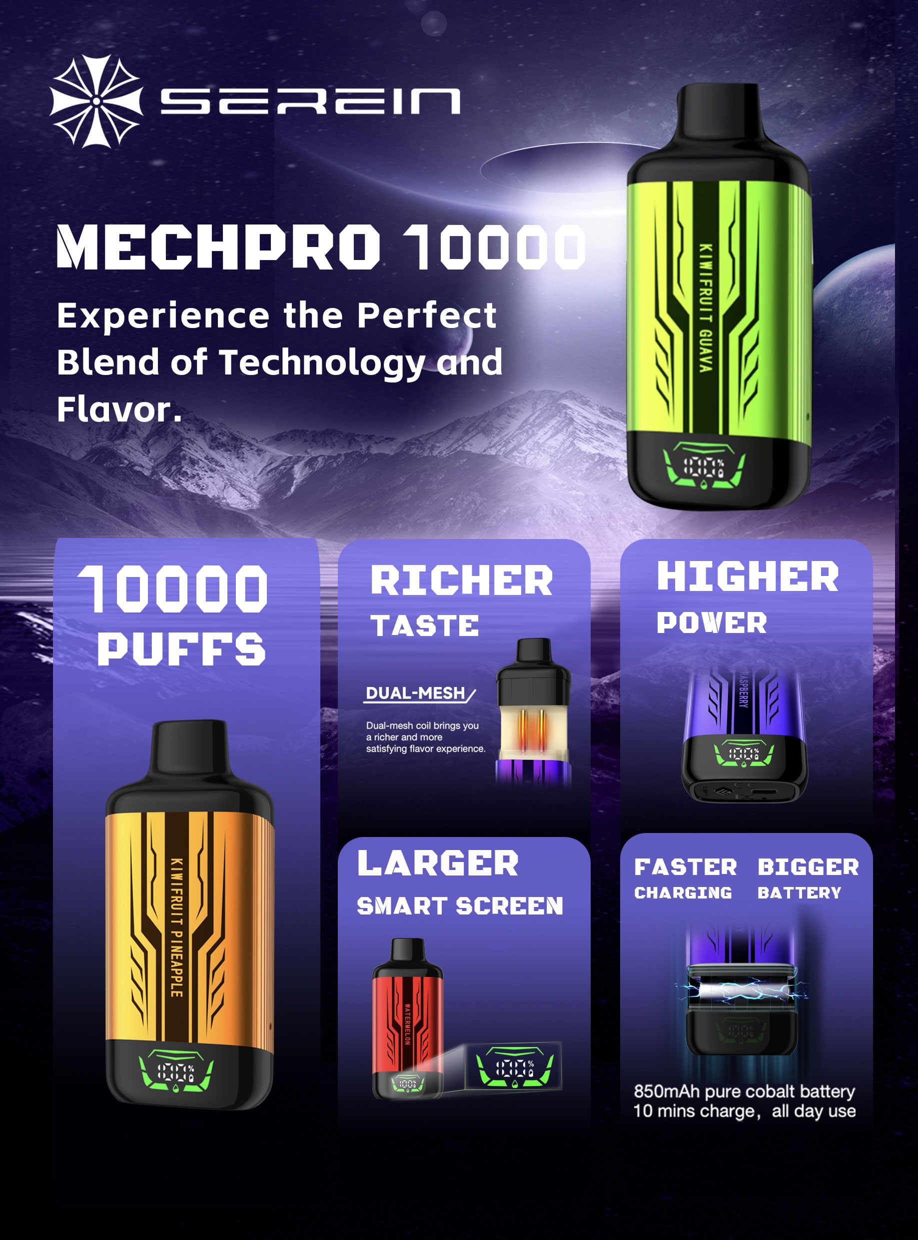 new SEREIN Mech Pro 10000-18000❗️Puffs 17 Flavors