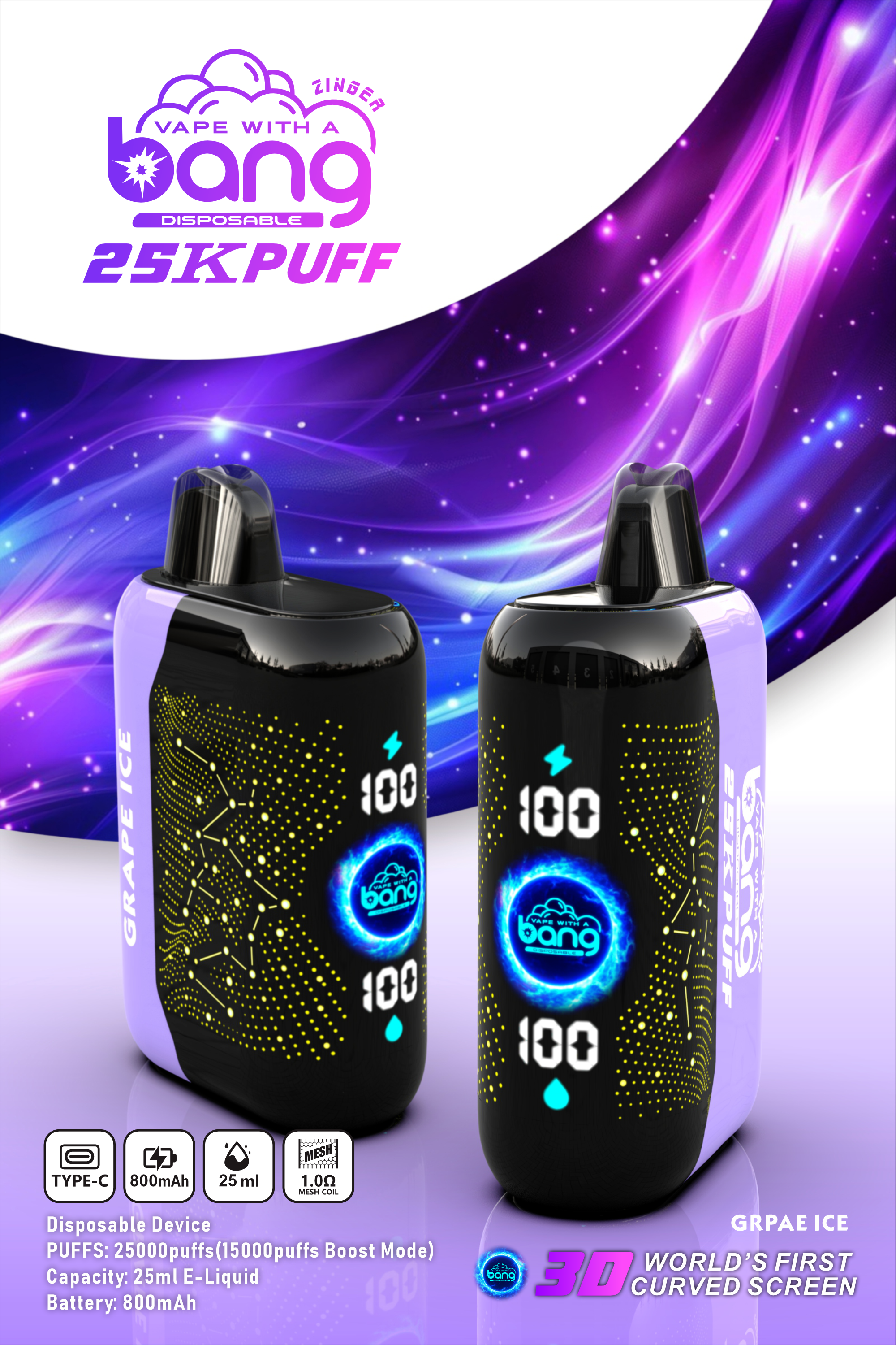 new Bang Starry 25000 Puffs Disposable Vape 15 Flavors