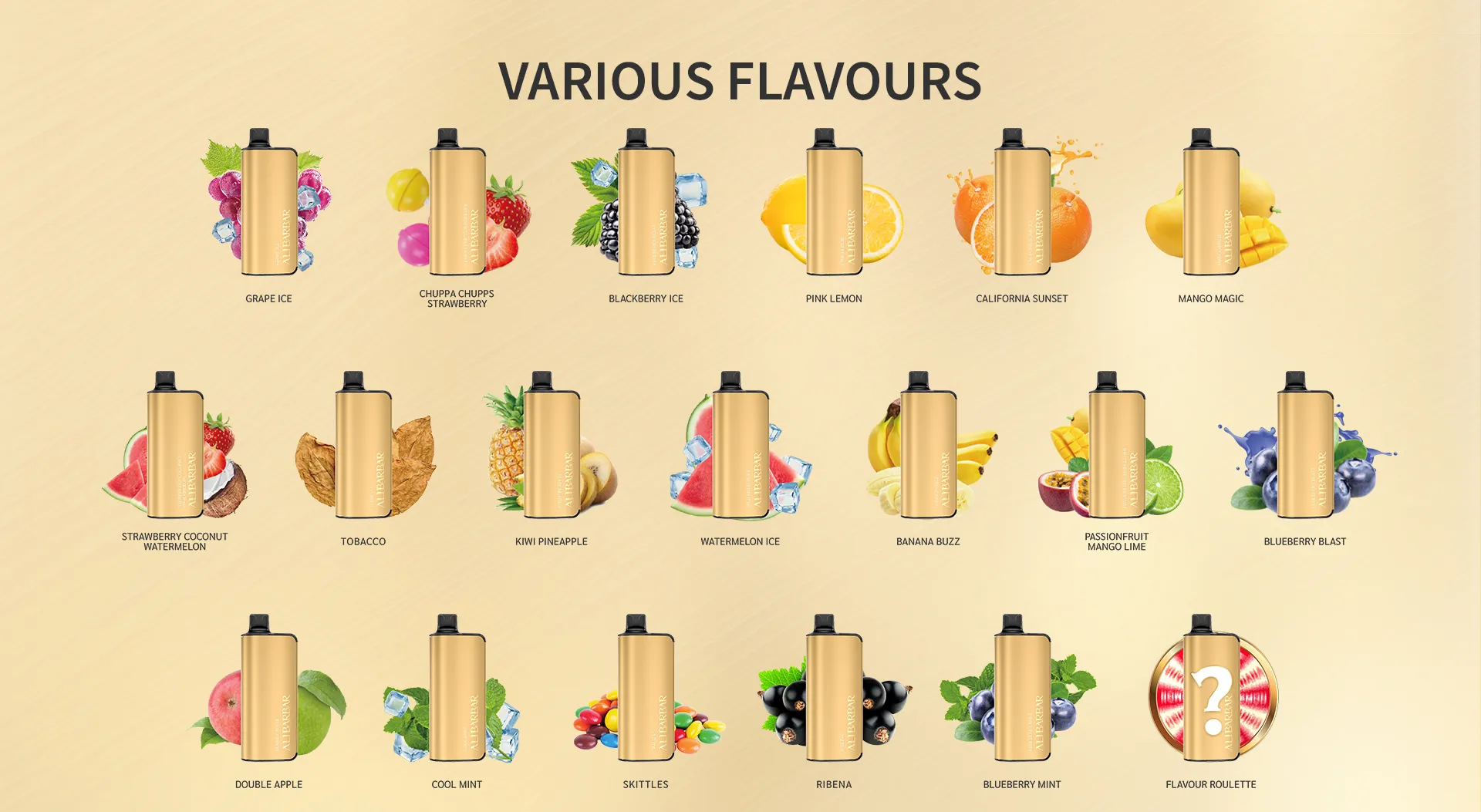 New Alibarbar Ingot 20000 Puffs Disposable Vape 18 Flavors