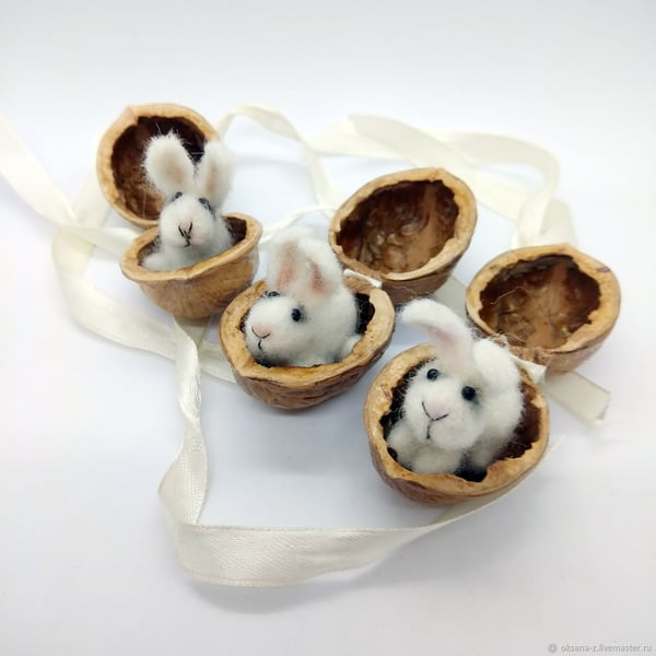 🔥Last Day: BUY 3 GET 1 FREE -🐰🧸Handmade crochet animal in walnut shell