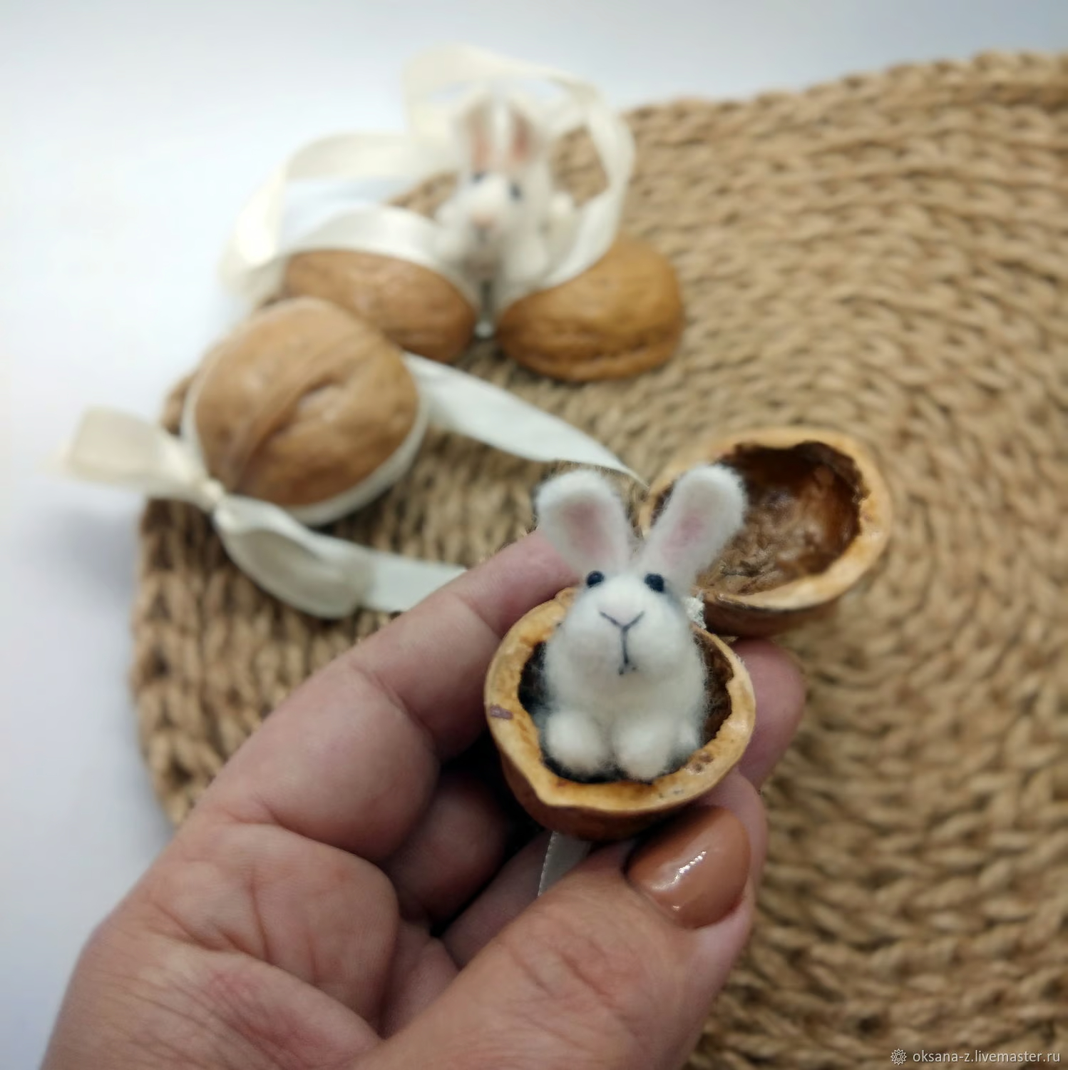 🔥Last Day: BUY 3 GET 1 FREE -🐰🧸Handmade crochet animal in walnut shell