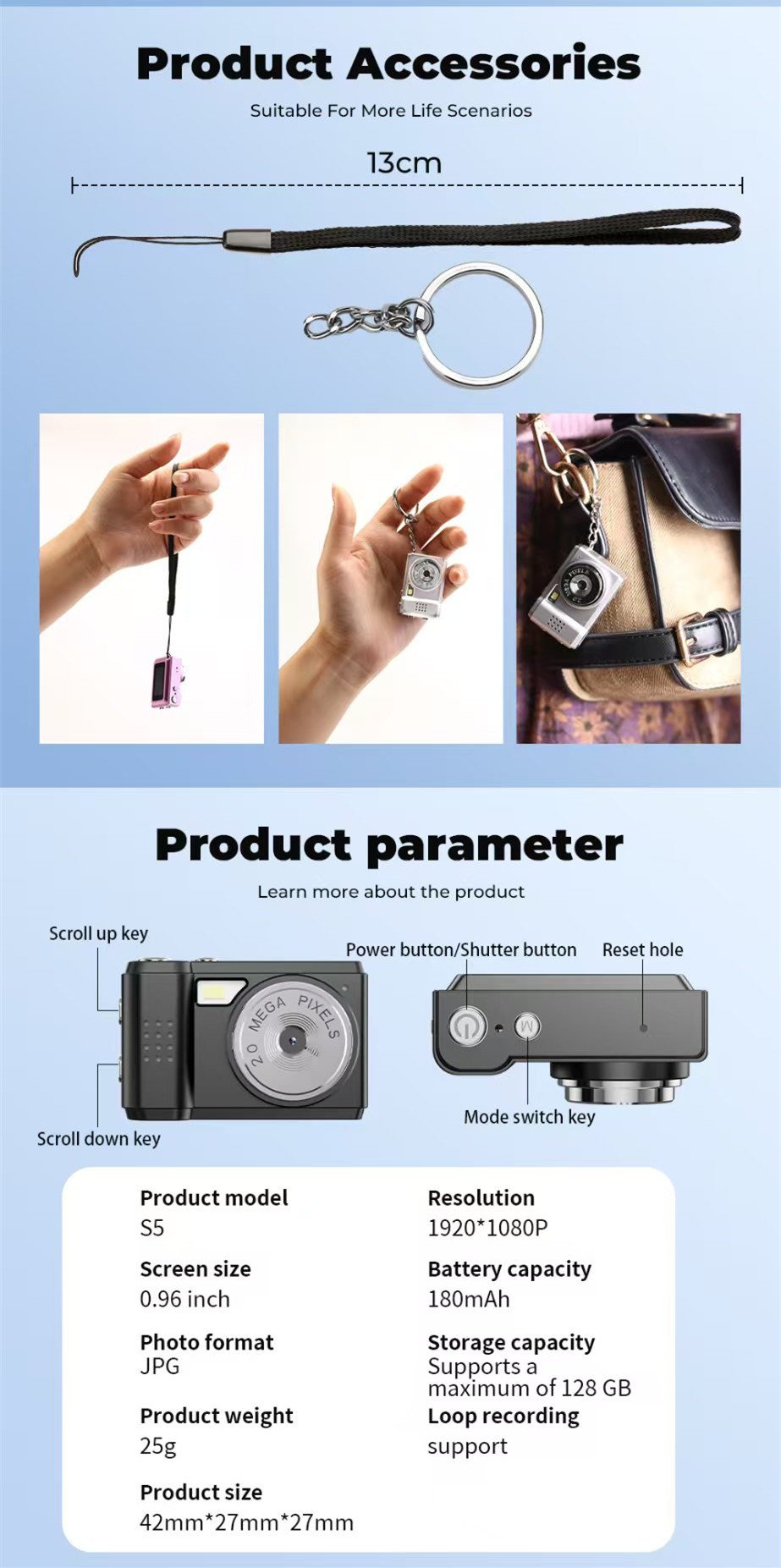 Mini Digital Camera with LCD Screen LED Flash