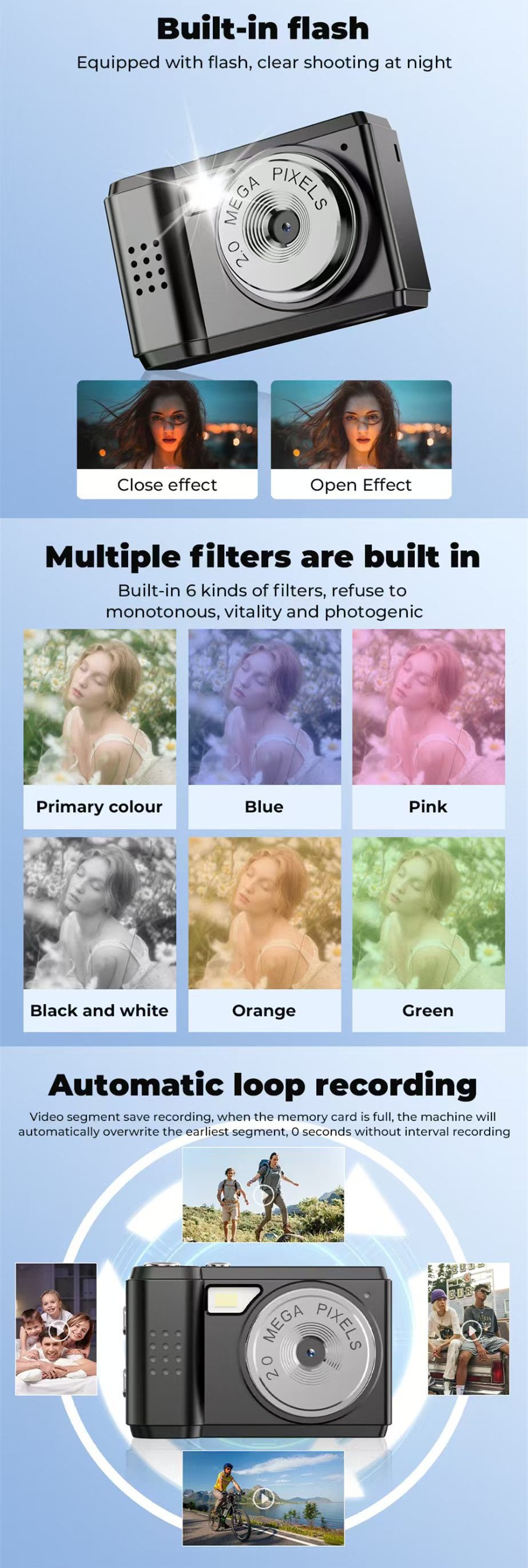 Mini Digital Camera with LCD Screen LED Flash