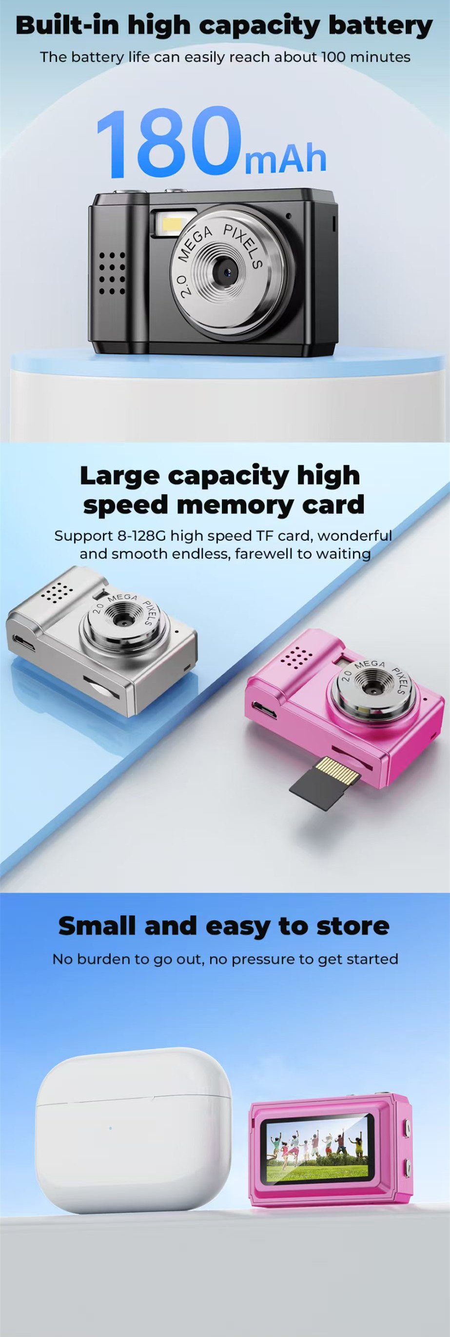 Mini Digital Camera with LCD Screen LED Flash