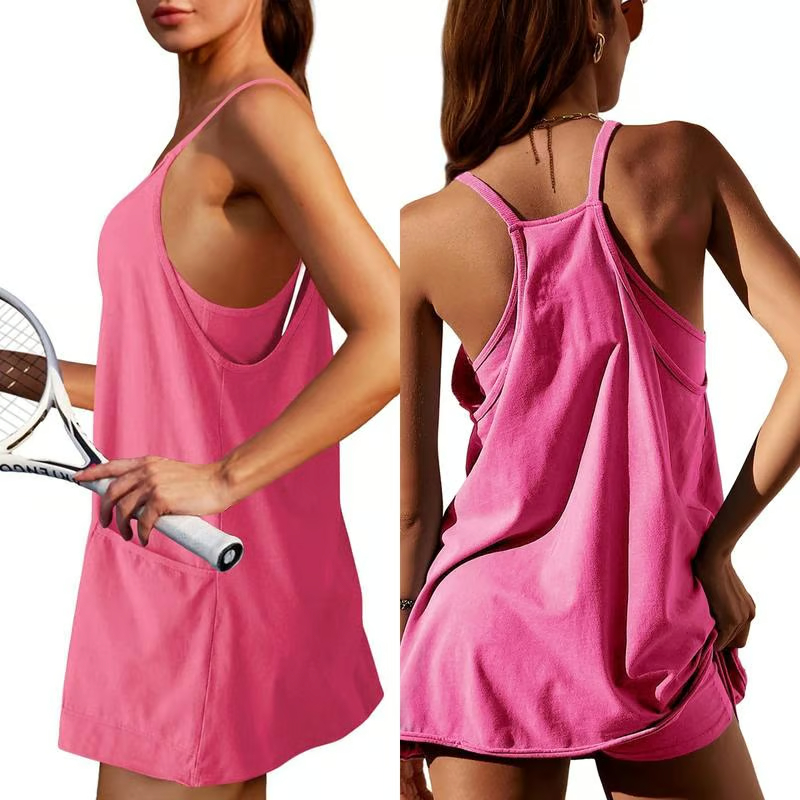 Casual Sleeveless Mini Dress With Built-In Shorts
