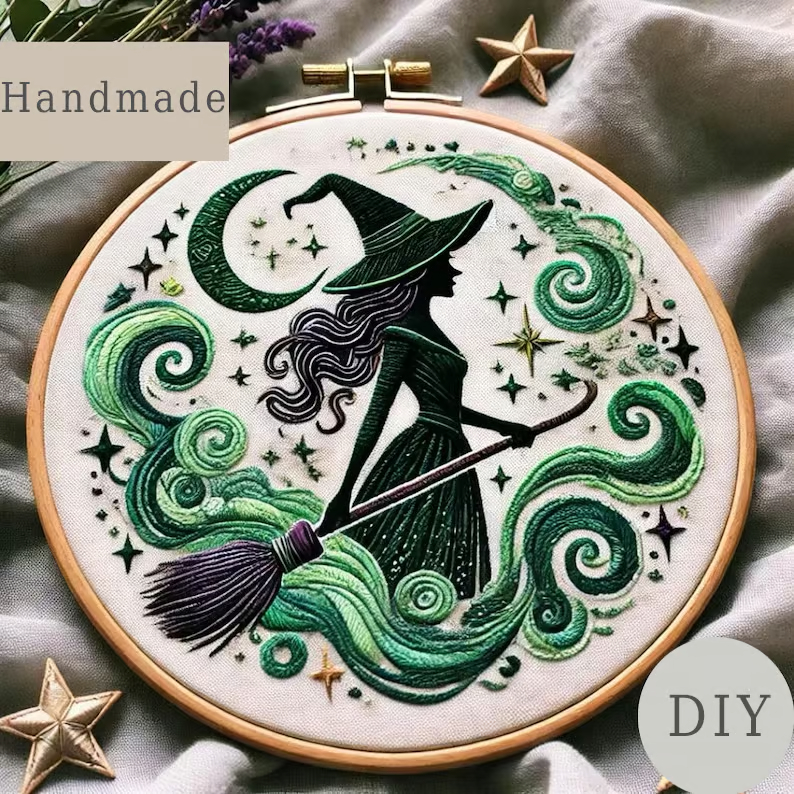 🔥LAST DAY 49% OFF🎉Pink Witch Embroidery KIT