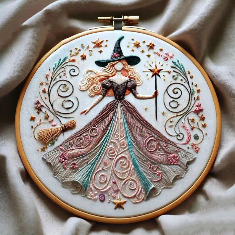 🔥LAST DAY 49% OFF🎉Pink Witch Embroidery KIT