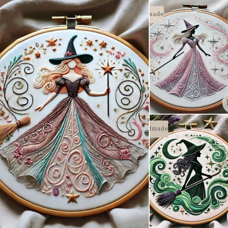 🔥LAST DAY 49% OFF🎉Pink Witch Embroidery KIT