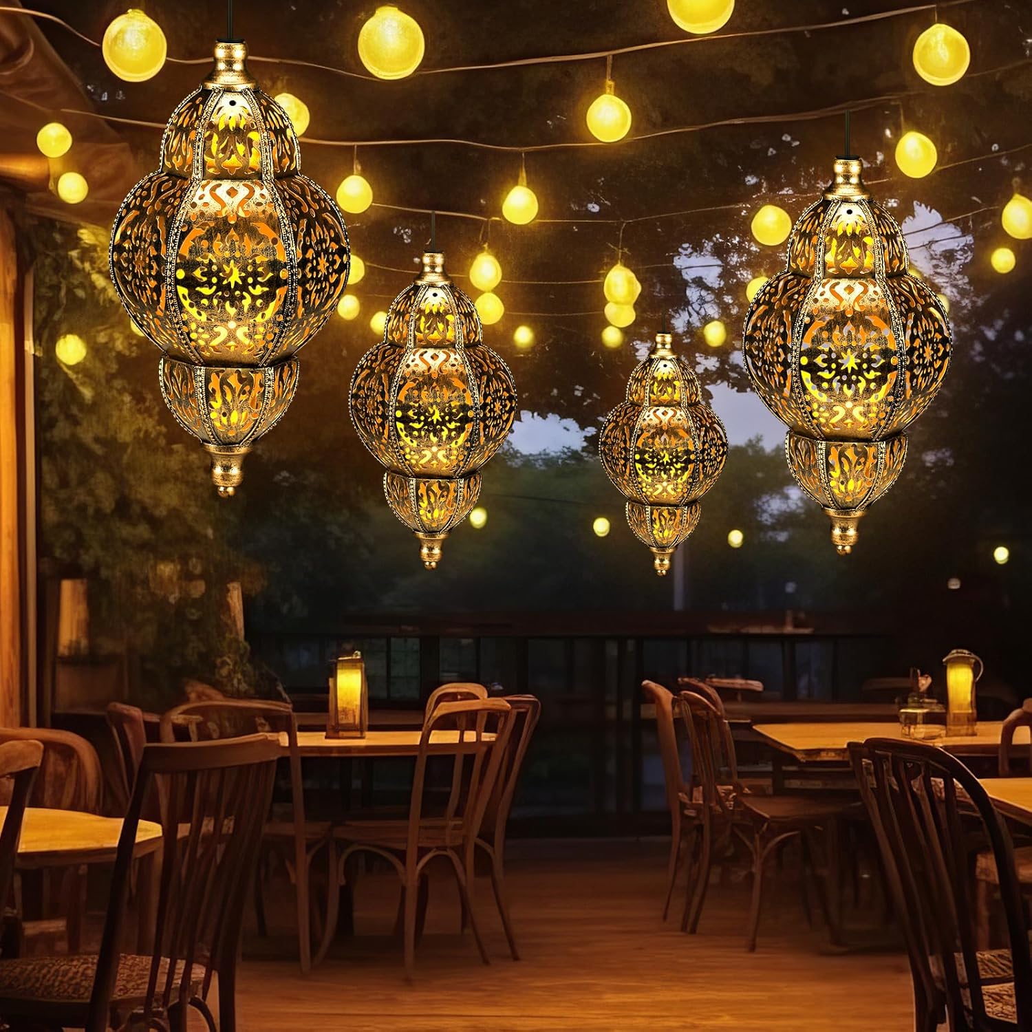 💖Mother's Day Sale 49%OFF🎁Hanging Solar Moroccan Lantern Outdoor Decoration