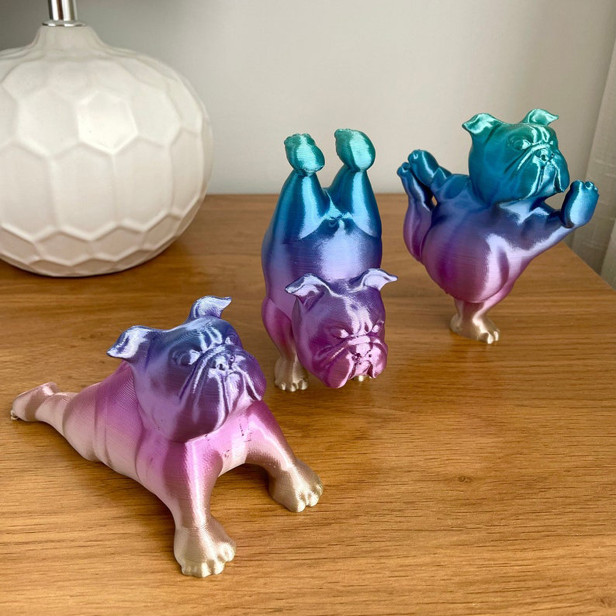 3D Printed Bulldog Yoga Statue Set ( 3 PCS )