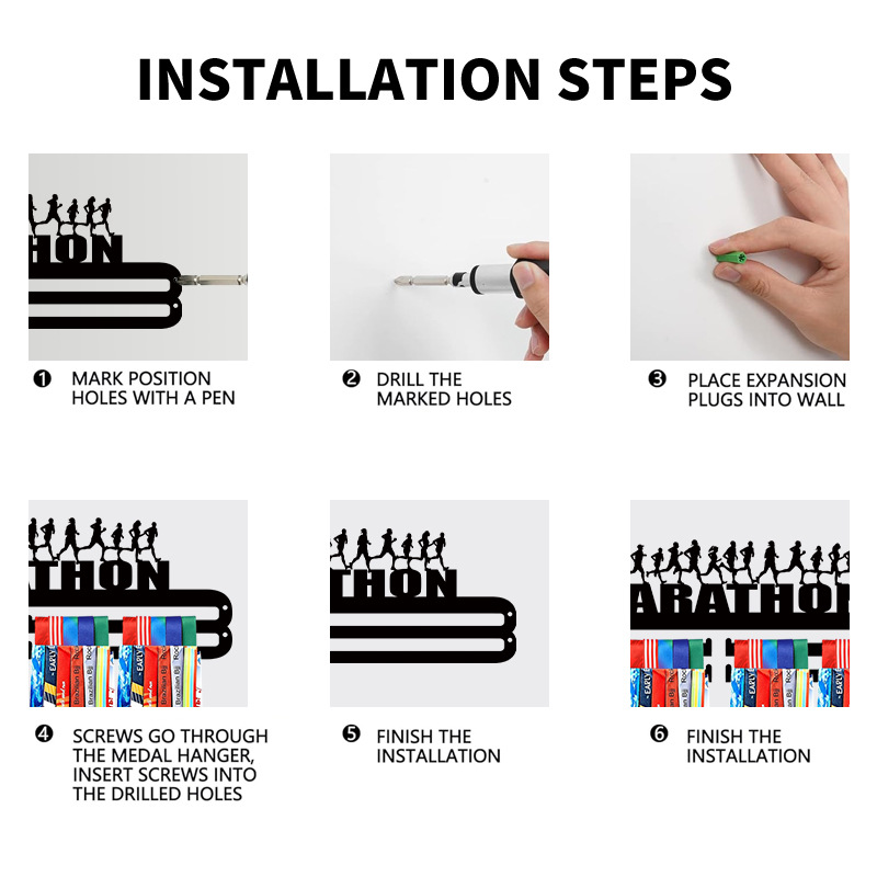 MARATHON- Medal Hanger Holder Display Rack
