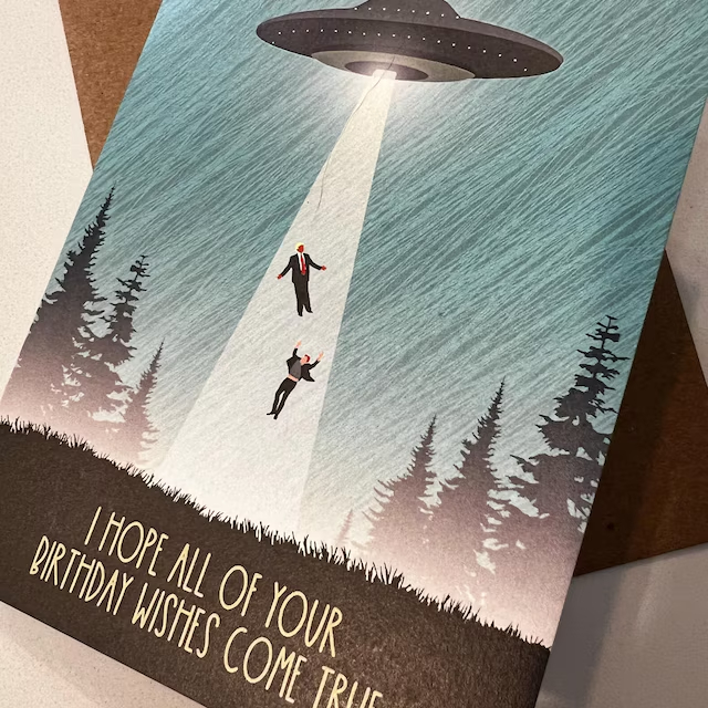 🎁Funny birthday card / 🛸UFO take our leaders
