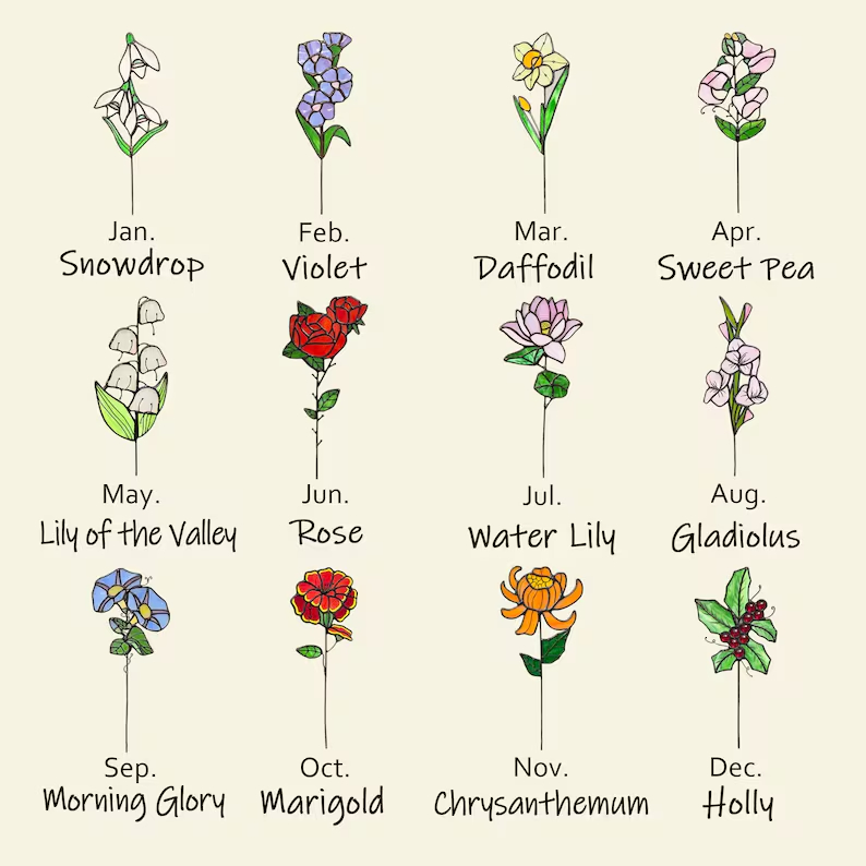 🌹Stained Glass Birth Month Flower