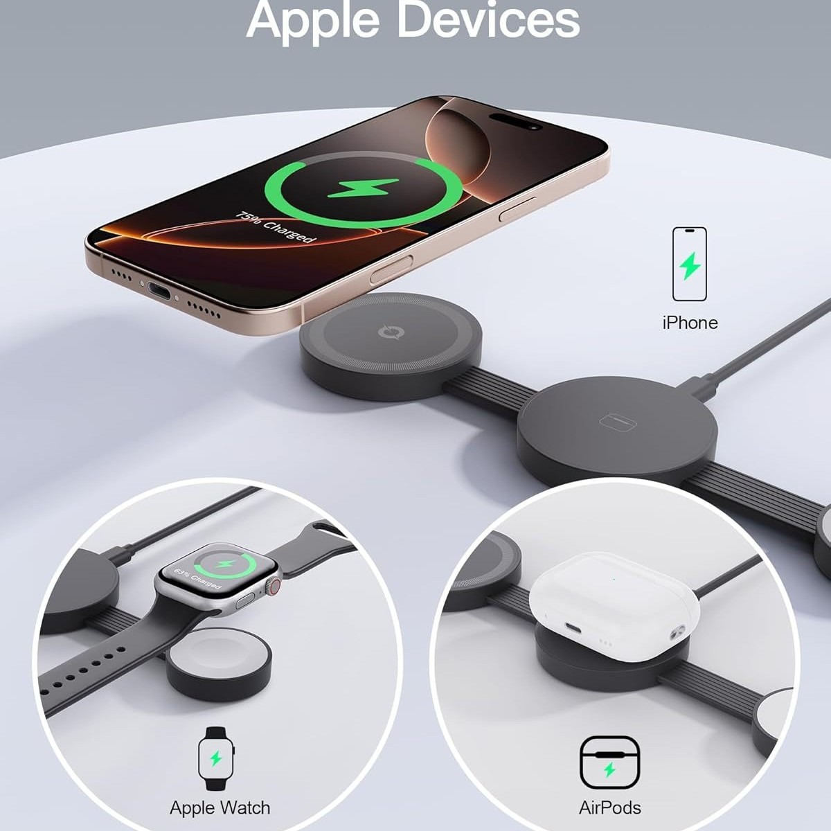 ⚡🔋MagSafe Wireless Charging Station (3-in-1, Foldable Pad)