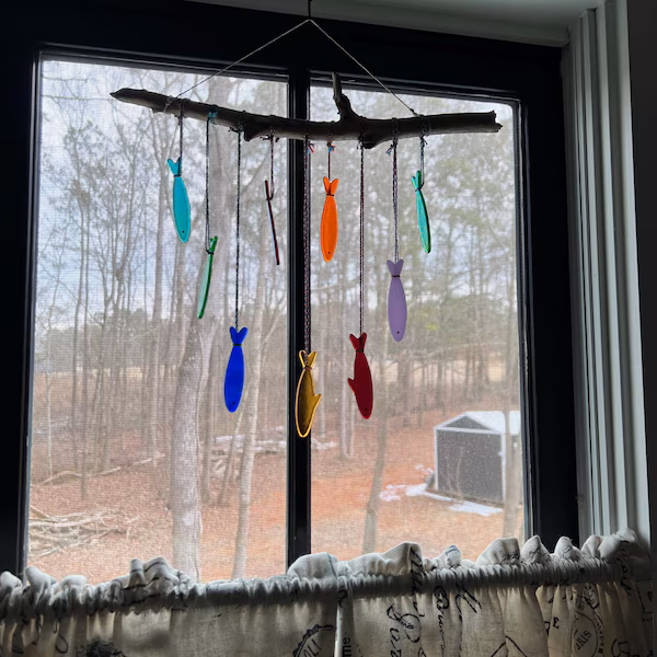 🔥LAST DAY 49% OFF - 🐟️Handmade Stained Glass Sardine Suncatcher!