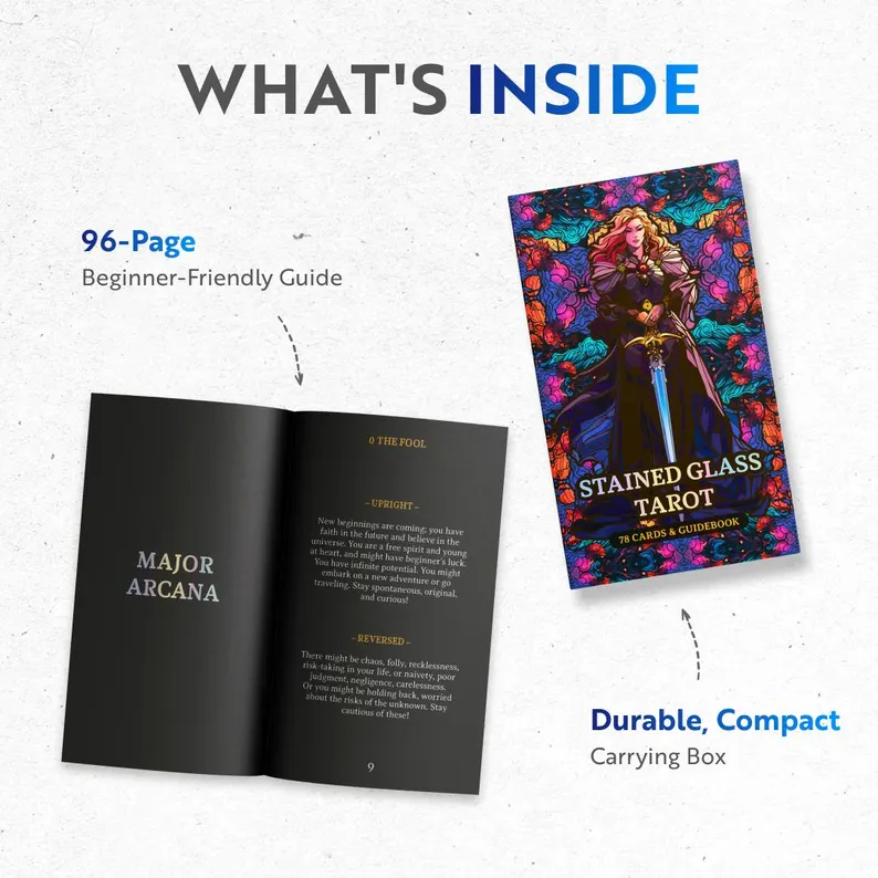 🔮Stained Glass Tarot Deck – 78 Cards with Foil Edges