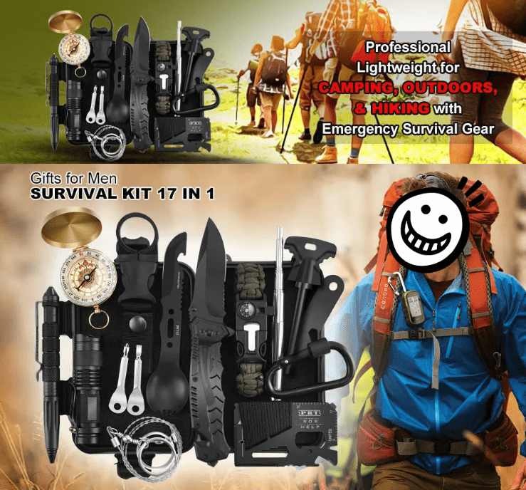 💥 wilderness survival with the same model - 17 in 1 multi-functional combination of tools emergency kit💥