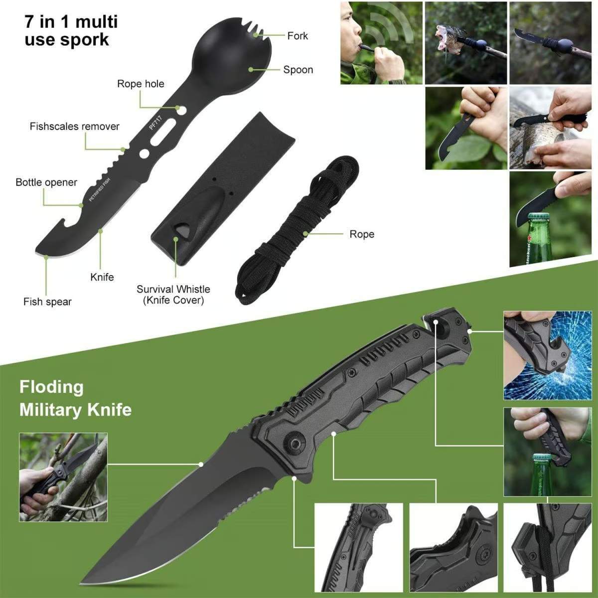 💥 wilderness survival with the same model - 17 in 1 multi-functional combination of tools emergency kit💥
