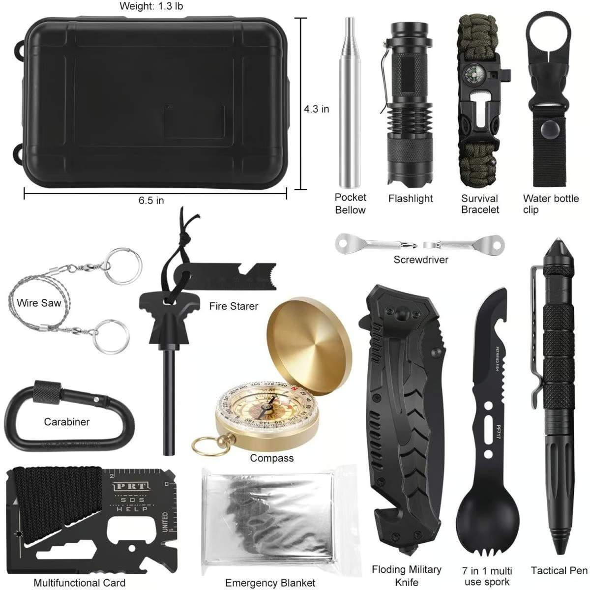 💥 wilderness survival with the same model - 17 in 1 multi-functional combination of tools emergency kit💥