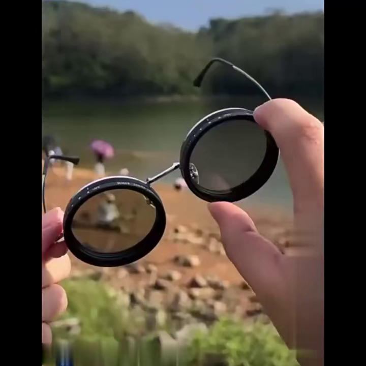 Adjustable Tint Polarized Round Sunglasses | ND9 Stepless 1-9 Gears