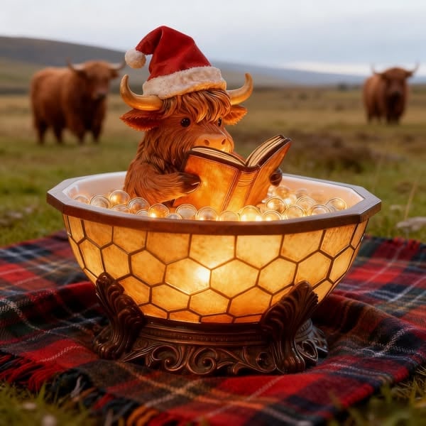 🔥Last Day 49% OFF - 🎄🐮Christmas Highland Cow Bubble Bath Lamp