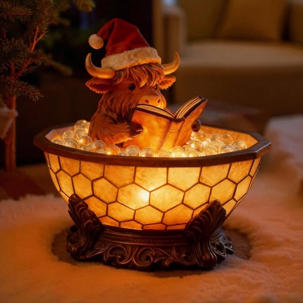 🔥Last Day 49% OFF - 🎄🐮Christmas Highland Cow Bubble Bath Lamp