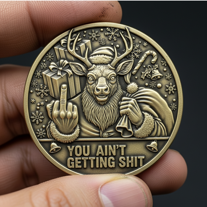🖕“You Ain’t Getting Shit” Christmas Challenge Coin Collection: Edgy Holiday Humor in Every Detail 🎄