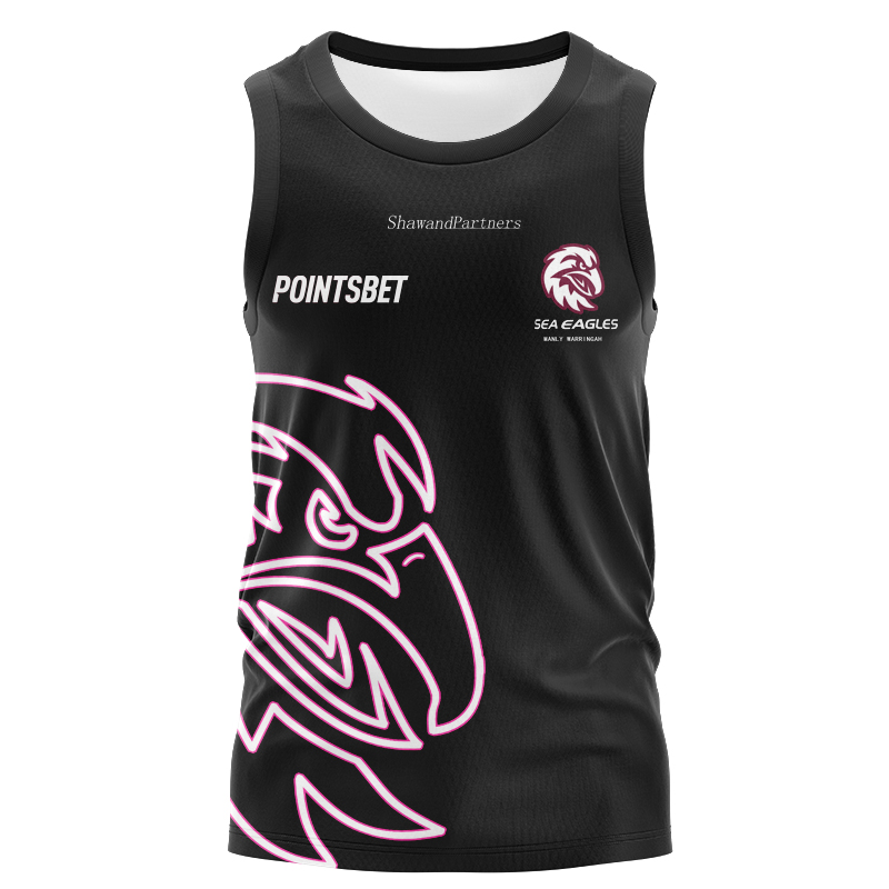 NRL Manly Warringah Sea Eagles 2024 Black Warm Up Singlet