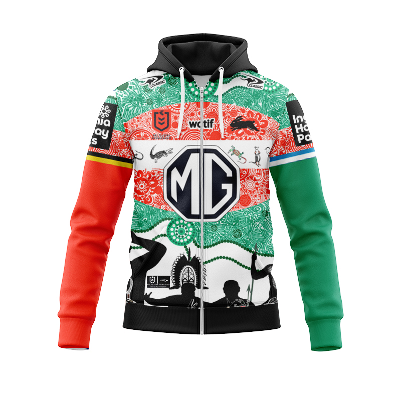NRL South Sydney Rabbitohs 2024 Indigenous Zipper Hoodie