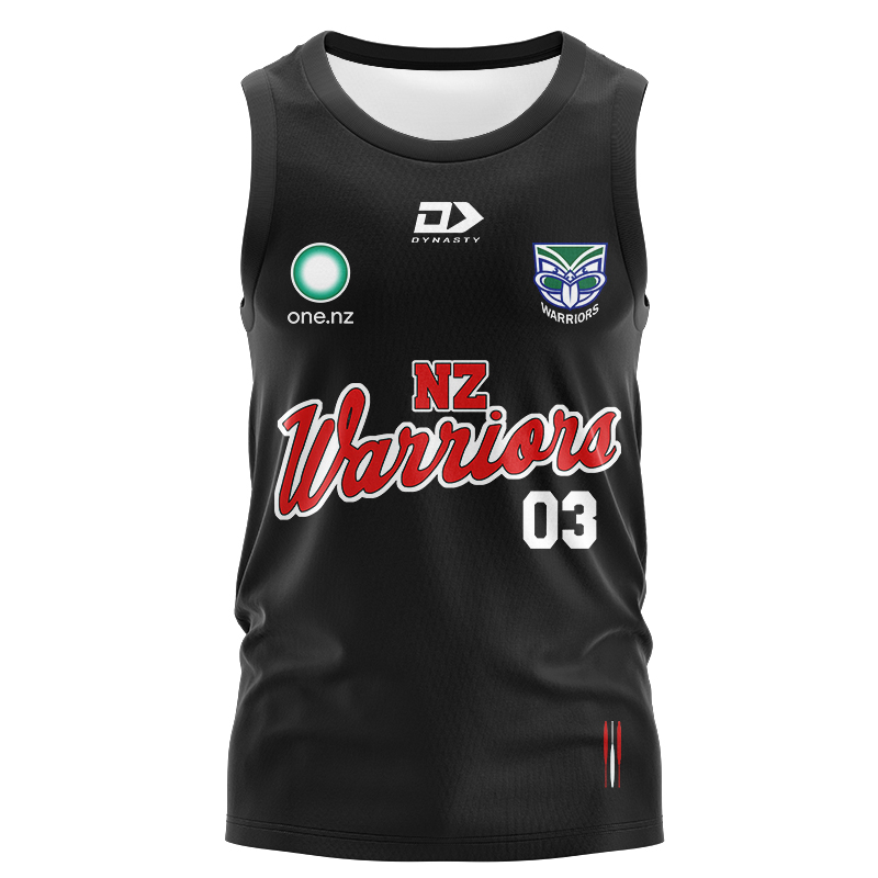 NRL New Zealand Warriors 2024 Black Warm Up Singlet