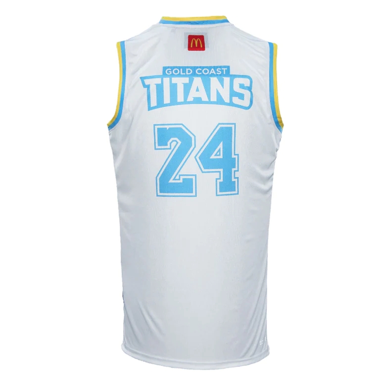 NRL Gold Coast Titans 2024 White #24 Basketball Singlet