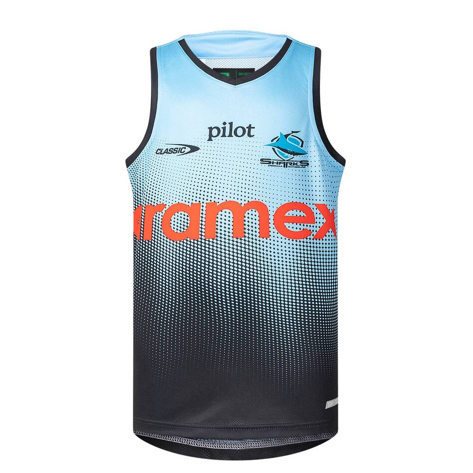 Kid's NRL Cronulla-Sutherland Sharks 2025 Sky Training Singlet