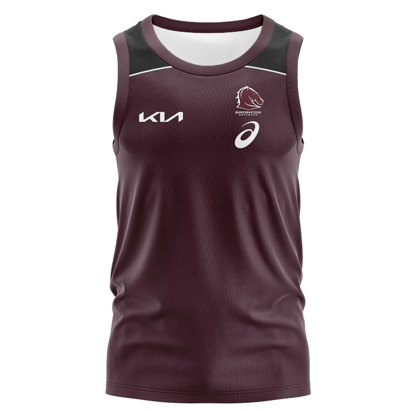 NRL Brisbane Broncos 2025 Maroon Training Singlet
