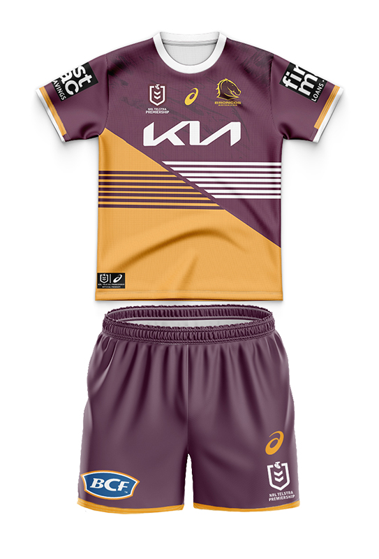 Kid's NRL Brisbane Broncos 2024 Home Jersey+Shorts