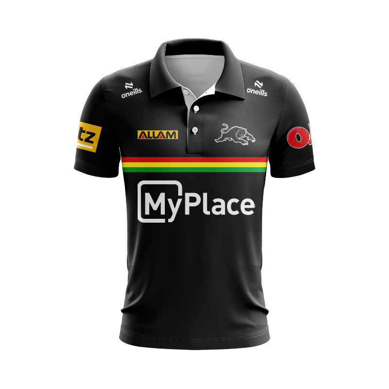 NRL Penrith Panthers 2025 Black Training Polo Shirt