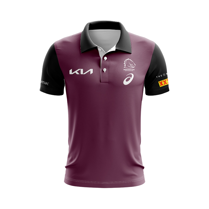 NRL Brisbane Broncos 2024 Maroon Training Polo Shirt