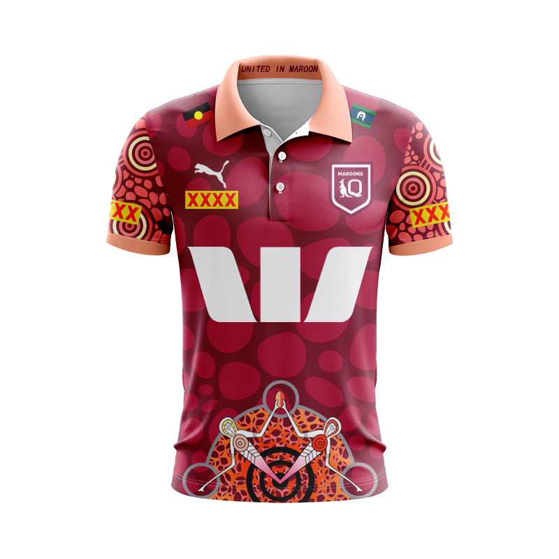 NRL QLD Maroons 2024 Indigenous Polo Shirt