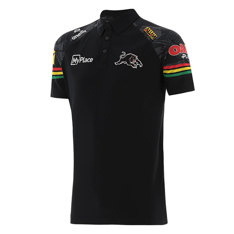 NRL Penrith Panthers 2024 Black Media Polo Shirt