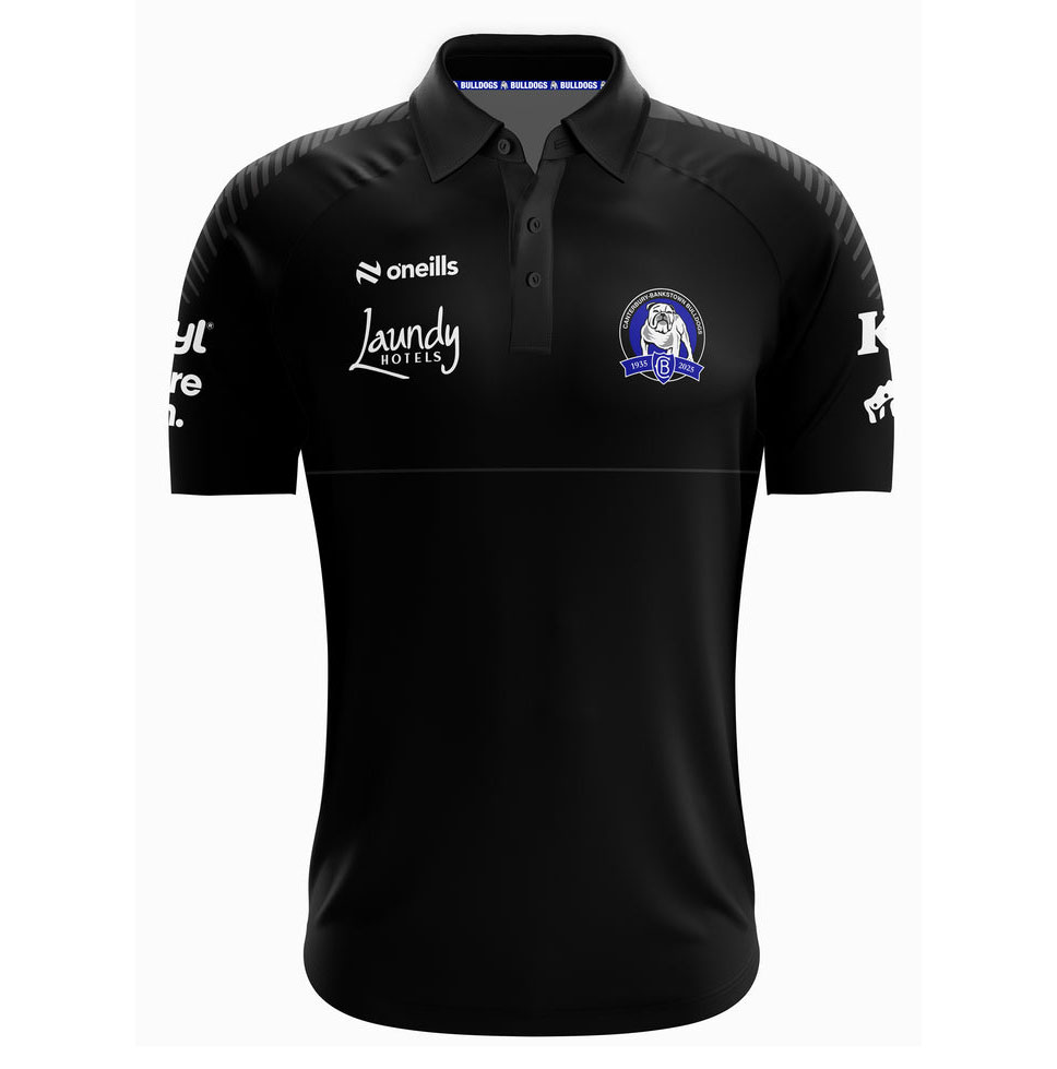 NRL Canterbury-Bankstown Bulldogs 2025 Black Media Polo Shirt