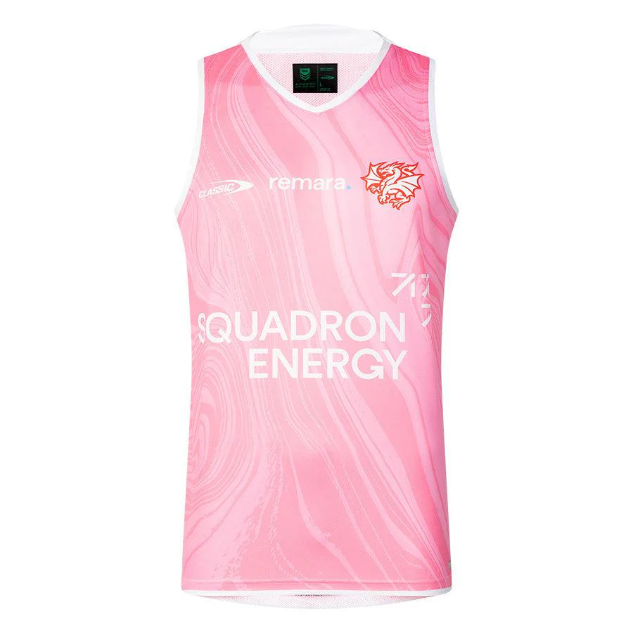 NRL St George Illawarra Dragons 2025 Pink Training Singlet