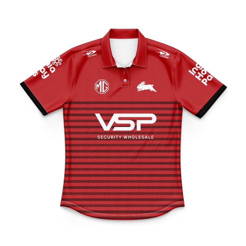 Kid's NRL South Sydney Rabbitohs 2024 Red Training Polo Shirt