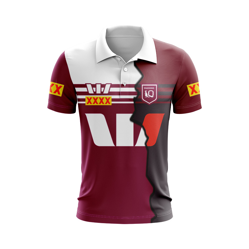 NRL QLD Maroons 2024 Mix Polo Shirt