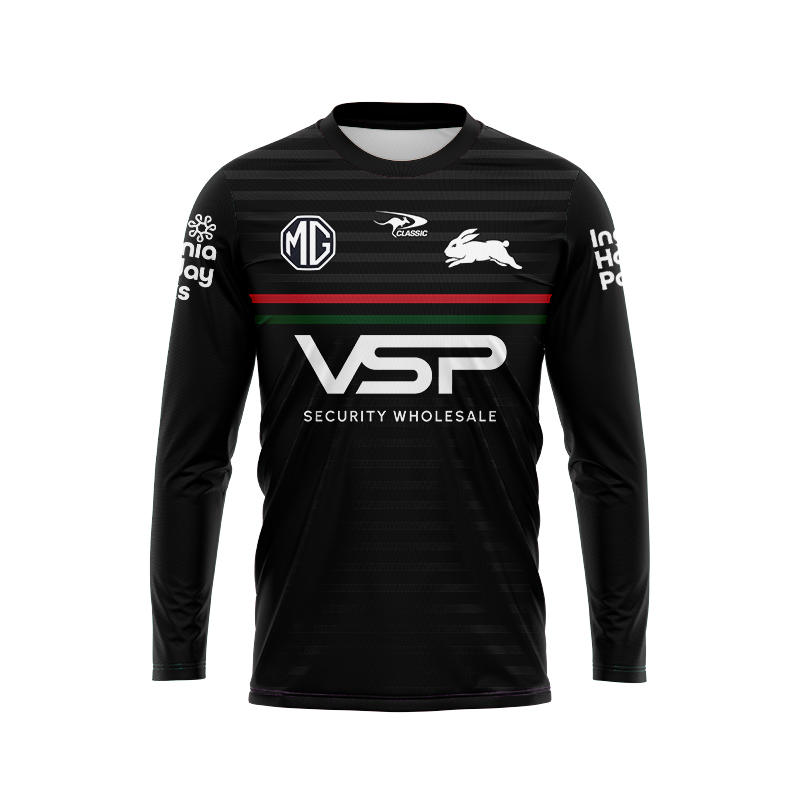 NRL South Sydney Rabbitohs 2024 Long Sleeve Black Training Jersey