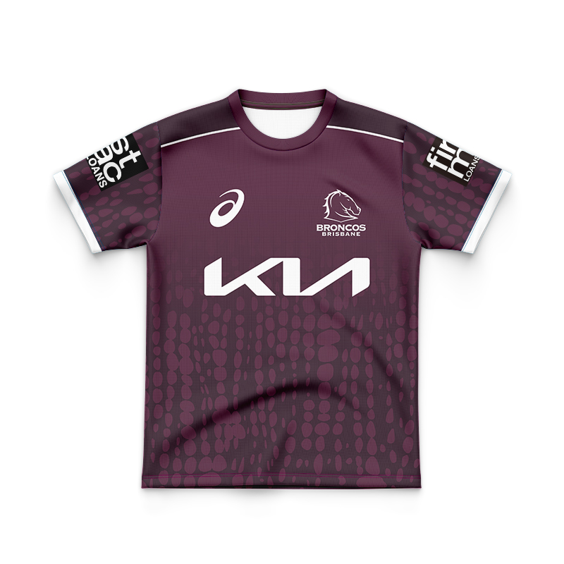 Kid's NRL Brisbane Broncos 2025 Maroon Training Jersey