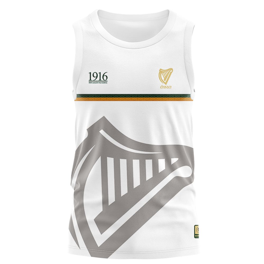 Men's Ireland 1916 Commemoration GAA White Sleeveless Jersey