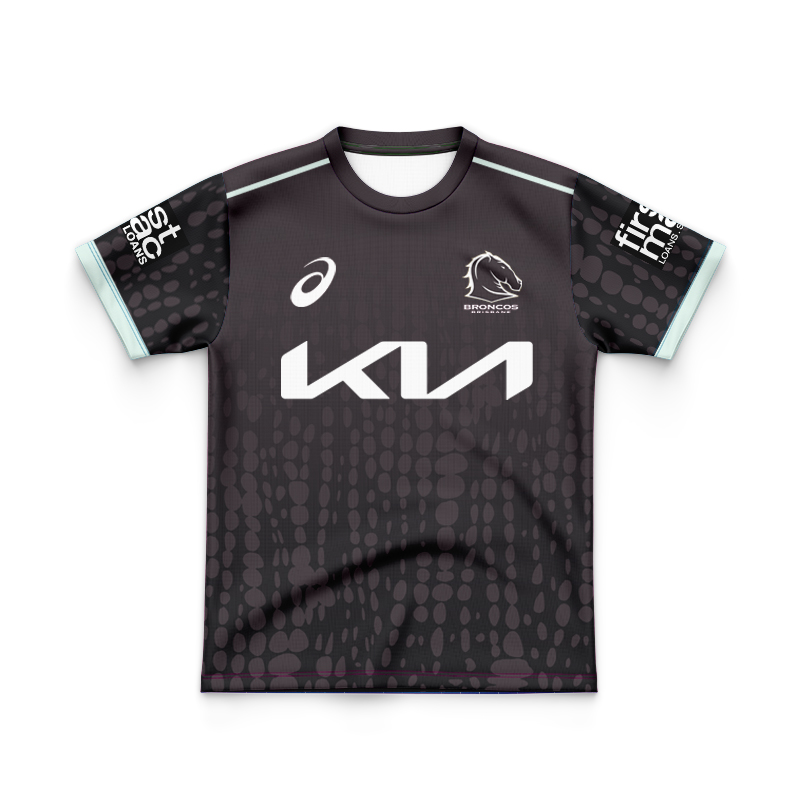 Kid's NRL Brisbane Broncos 2025 Black Training Jersey